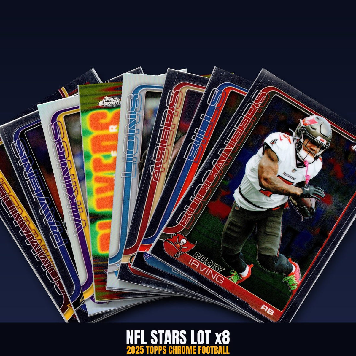2025 Topps Chrome NFL Stars Lot x8 - Bucky Irving, James Cook, LaPorta