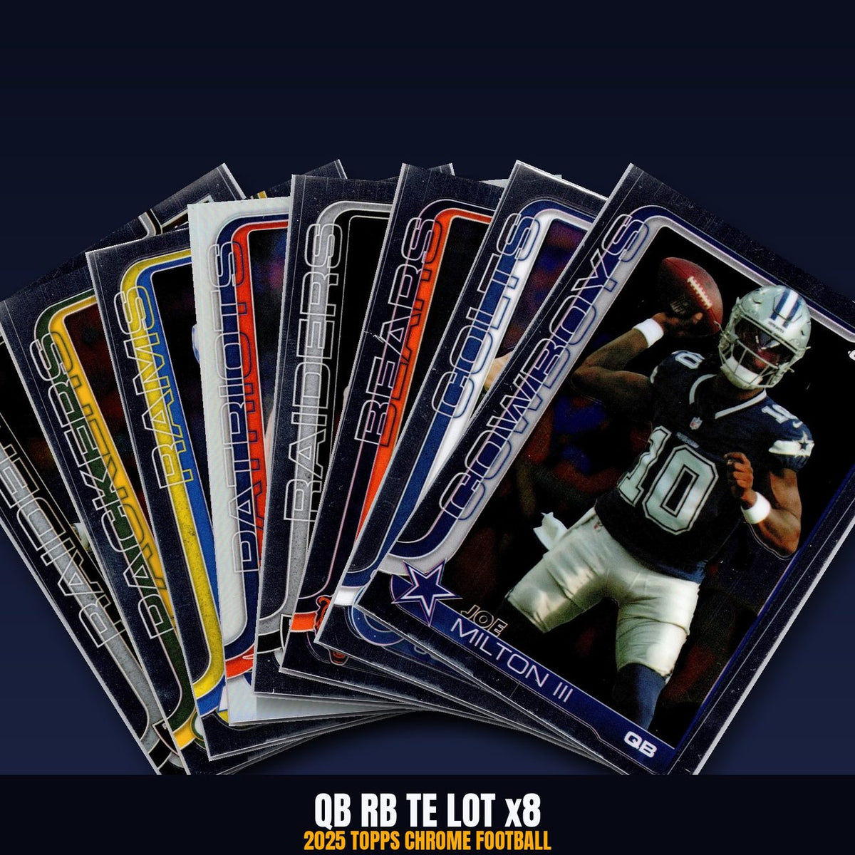 2025 Topps Chrome QB RB TE Lot x8 - Daniel Jones, Swift, Hunter Henry