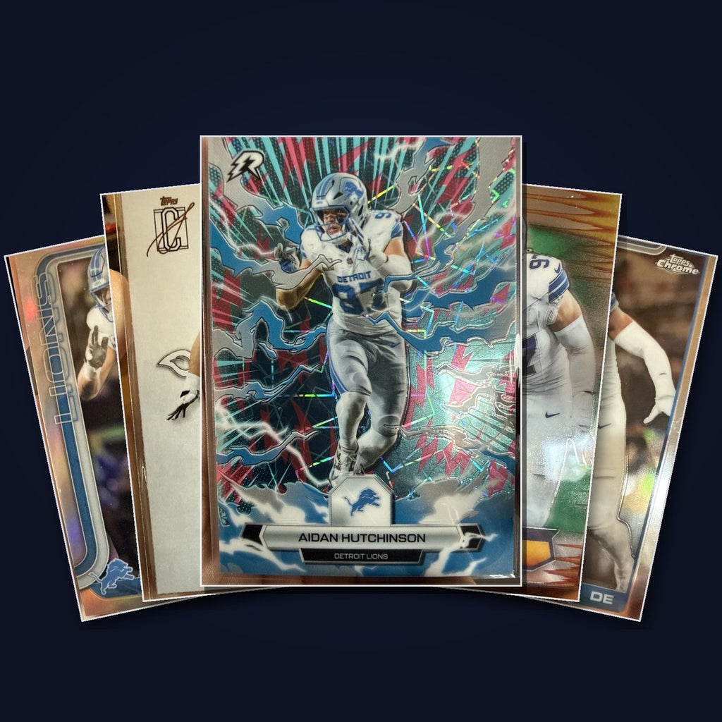 Aidan Hutchinson 5-Card Lot - Lions - Resurgence Lazer, Topps Chrome, Signature