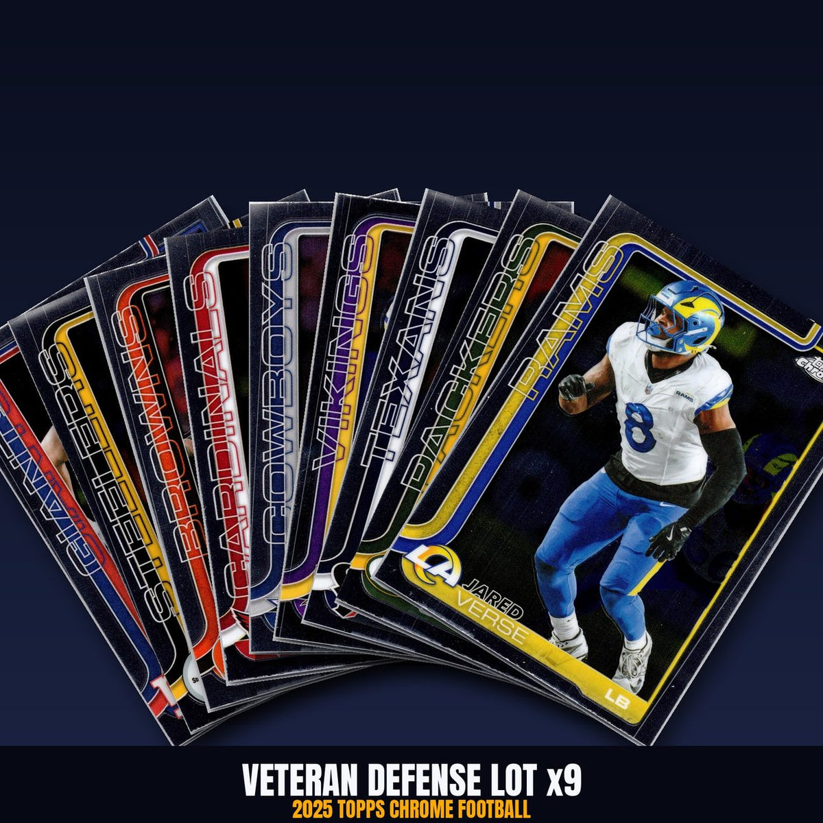 2025 Topps Chrome Defense Lot x9 - Stingley, Harrison Smith, Jared Verse