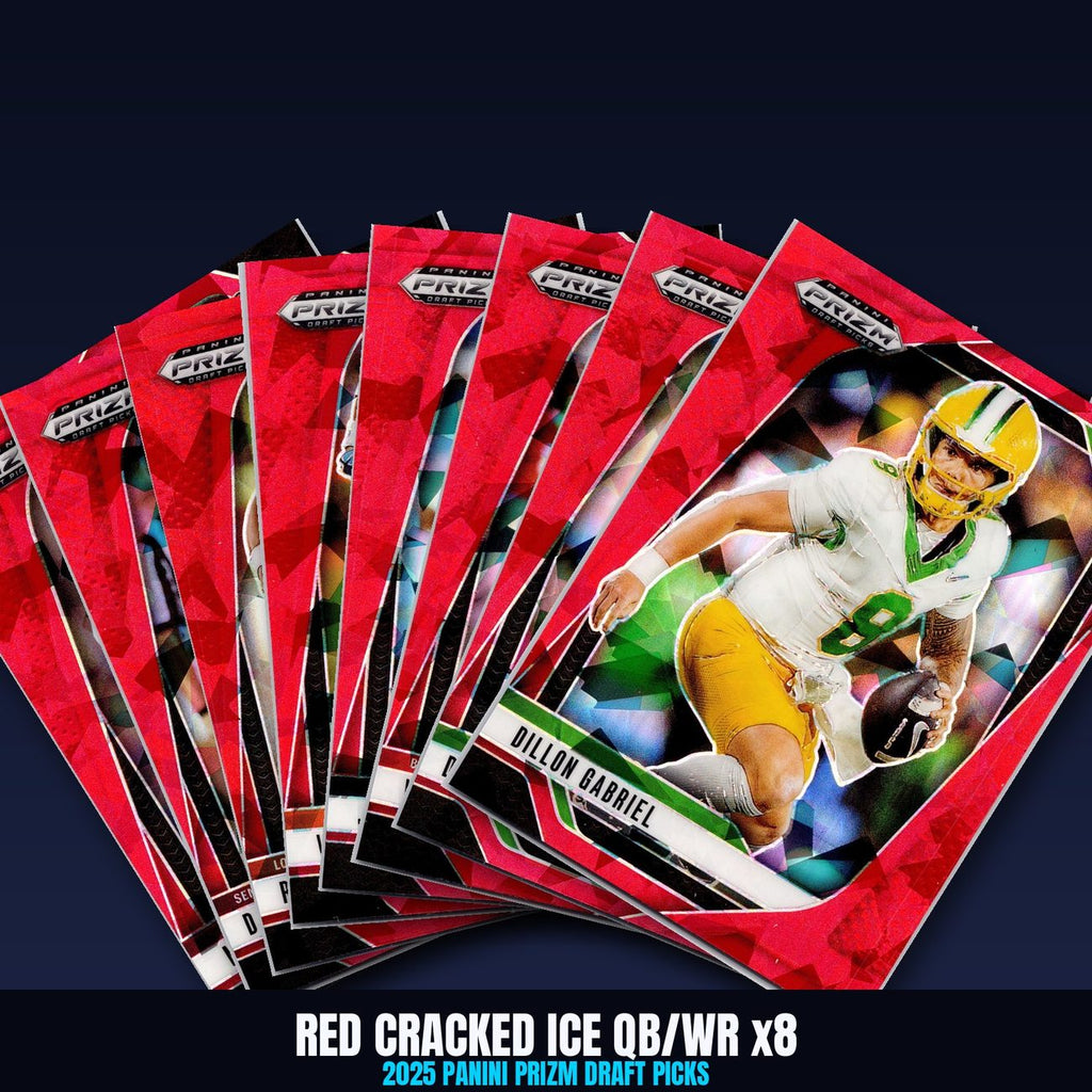 2025 Prizm Draft Picks RED CRACKED ICE QB/WR Lot x8 - Gabriel, Howard, Royals