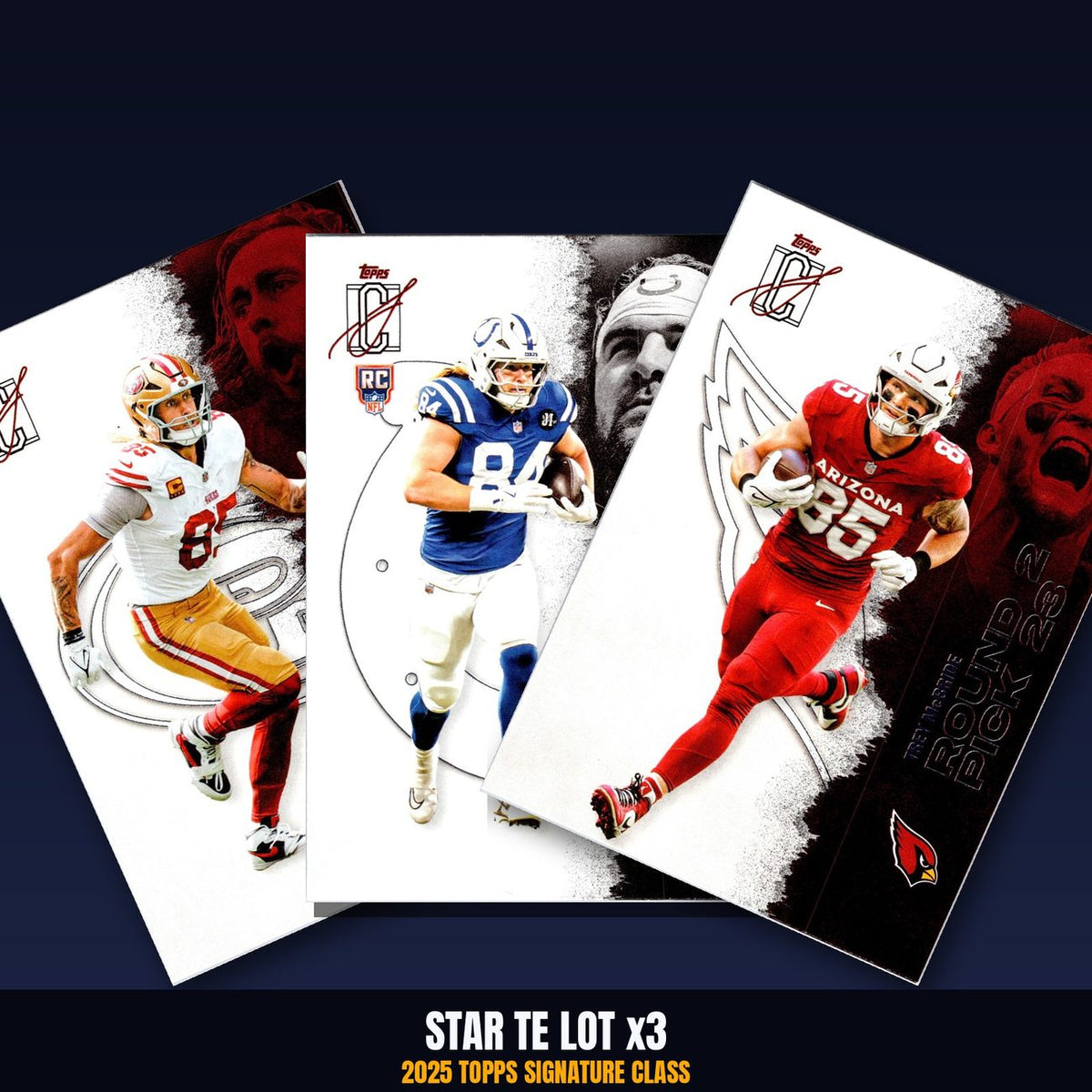 2025 Topps Signature Class Star TE Lot x3 - Kittle, Tyler Warren RC, McBride