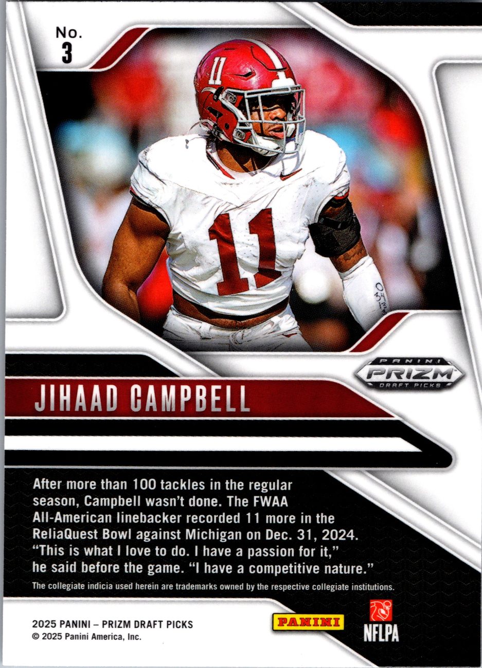 2025 Prizm Draft Picks Top Rookies Lot x4 - Campbell, Walker, Judkins RC
