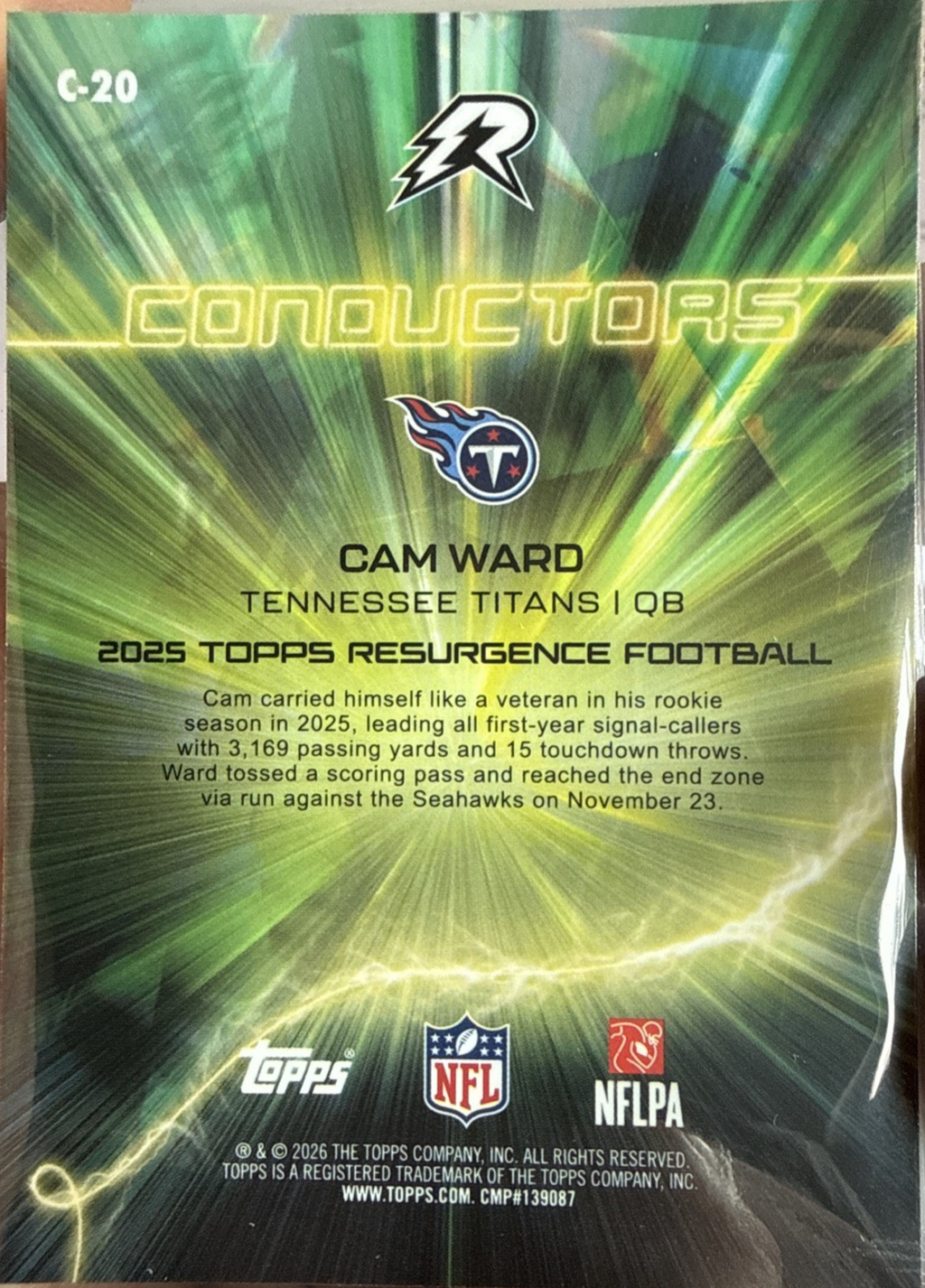 Cam Ward Rookies & Stars Artistry back