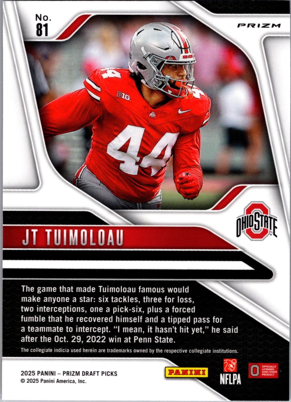 2025 Prizm Draft Picks RED CRACKED ICE Defense Lot x8 - Tuimoloau, W.Johnson