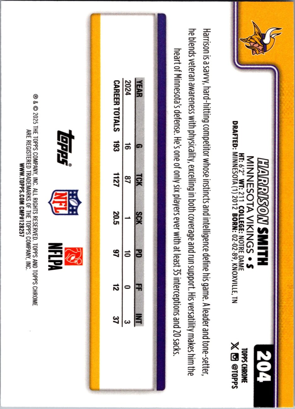 2025 Topps Chrome Defense Lot x9 - Stingley, Harrison Smith, Jared Verse
