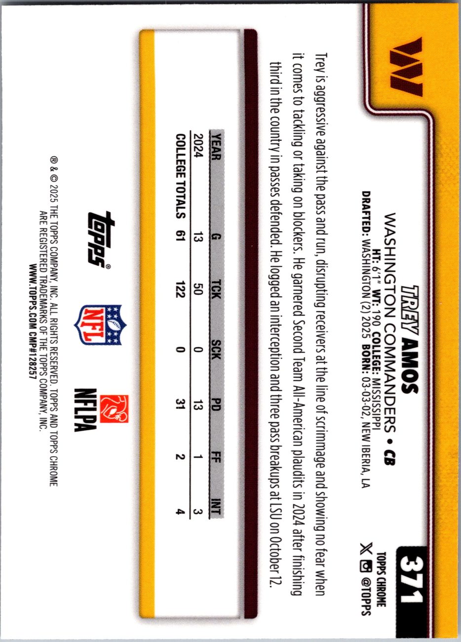 2025 Topps Chrome Rookie Defense Lot x10 - Jalon Walker, Stewart, Barron RC