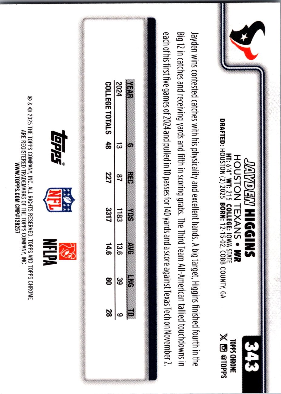 2025 Topps Chrome Rookie Offense Lot x11 - Dillon Gabriel, Higgins, Gordon