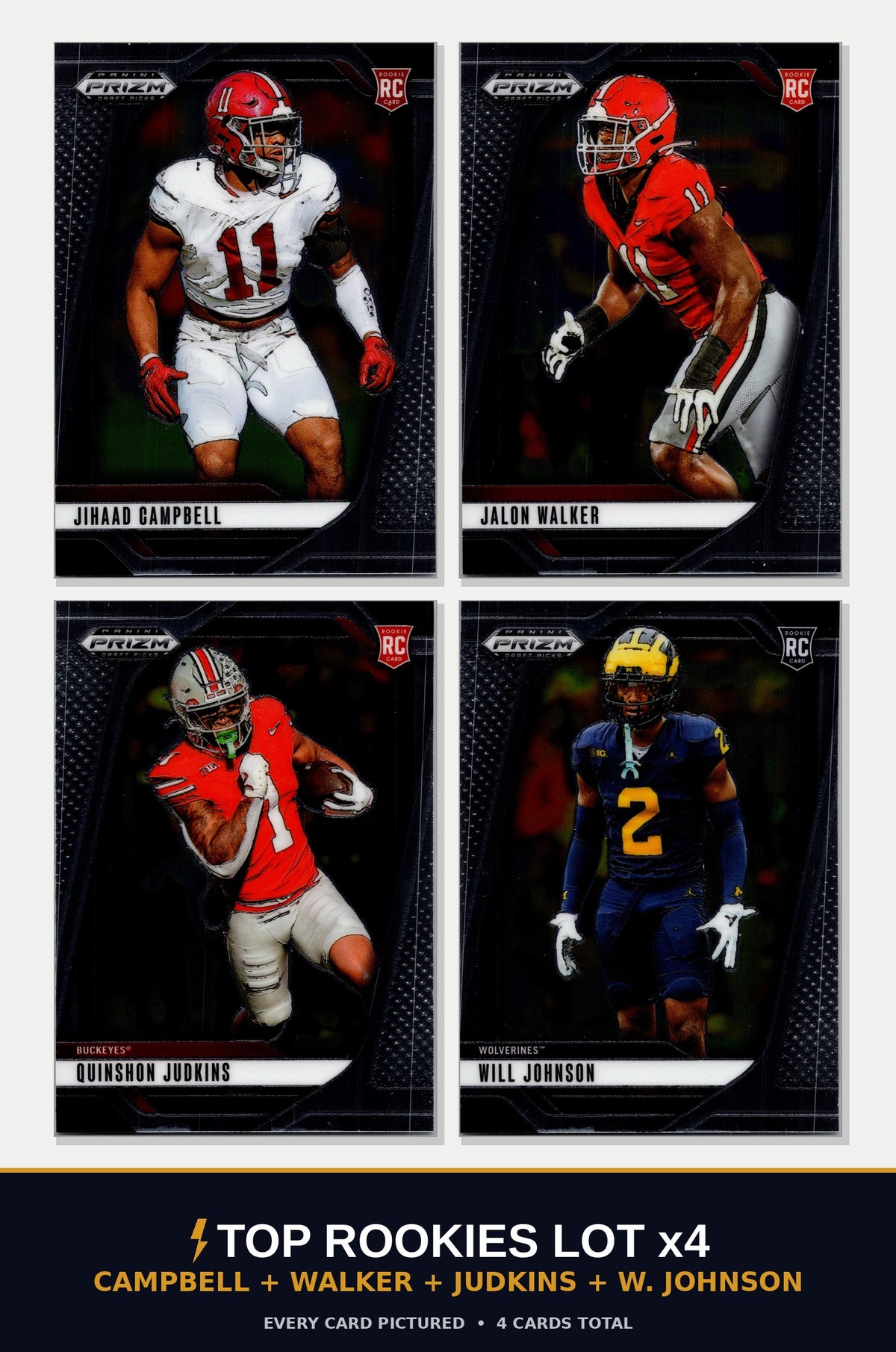 Top Rookies 4-Card Lot cover - Campbell, Walker, Judkins, W. Johnson