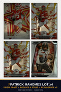 Patrick Mahomes 4-Card Lot cover - Prizm Draft, Rookies & Stars, Resurgence x2
