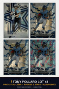 Tony Pollard 4-Card Lot cover - Pink & Teal Lazer, Rookies & Stars, Resurgence