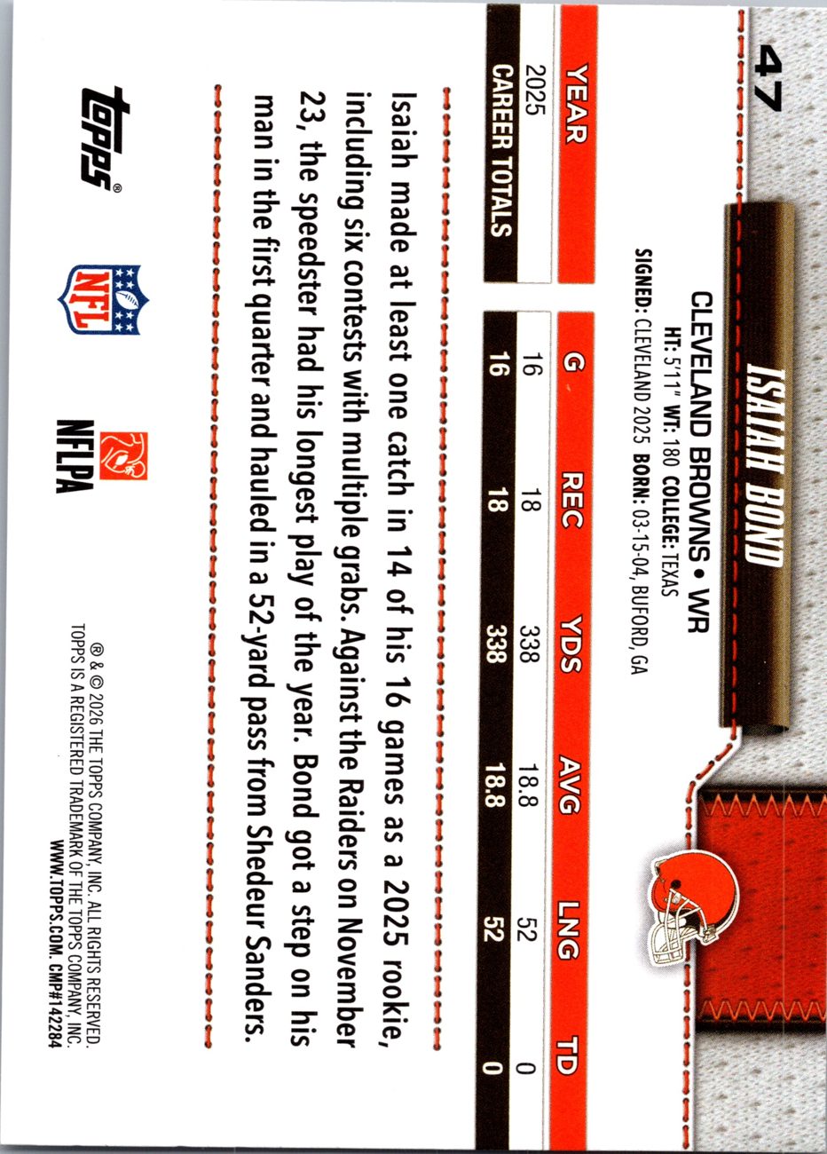 2026 Topps Flagship #47 Isaiah Bond back