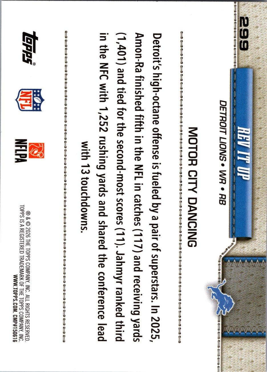 2026 Topps Flagship #299 Detroit Lions back