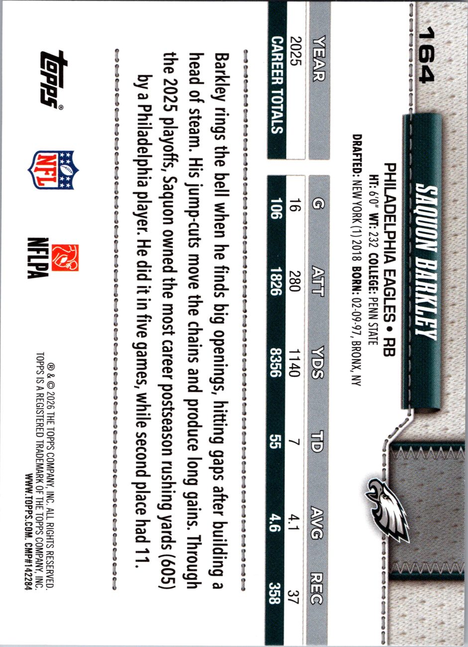 2026 Topps Flagship #164 Saquon Barkley