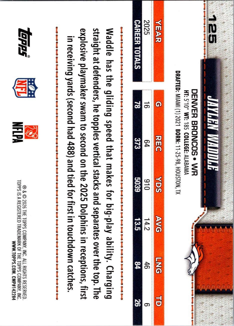 2026 Topps Flagship #125 Jaylen Waddle back