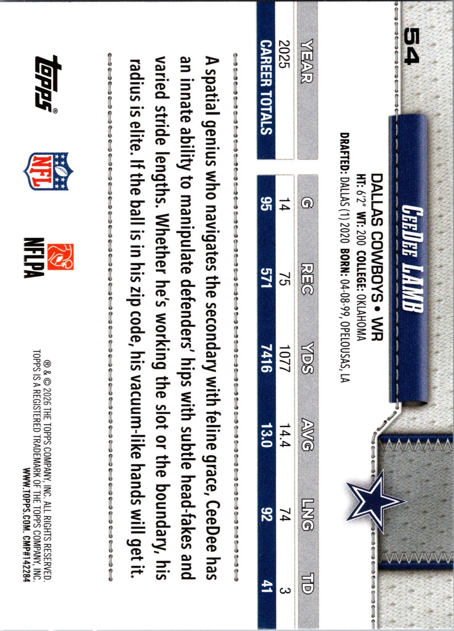 2026 Topps Flagship #54 CeeDee Lamb back