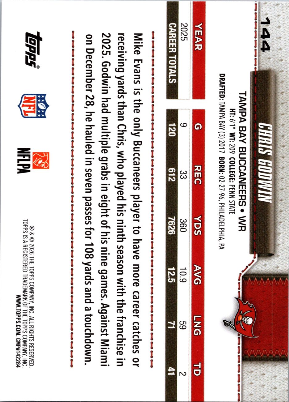 2026 Topps Flagship #144 Chris Godwin back