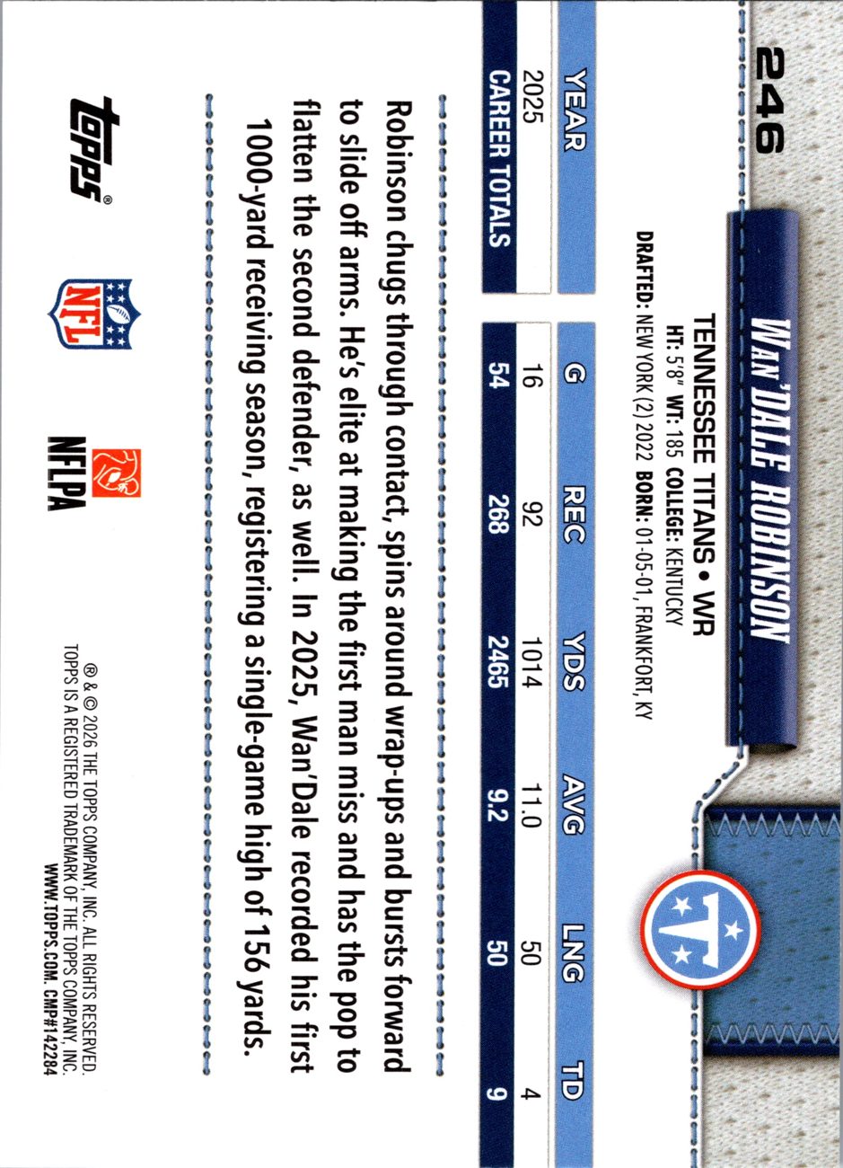 2026 Topps Flagship #246 Wan'Dale Robinson back