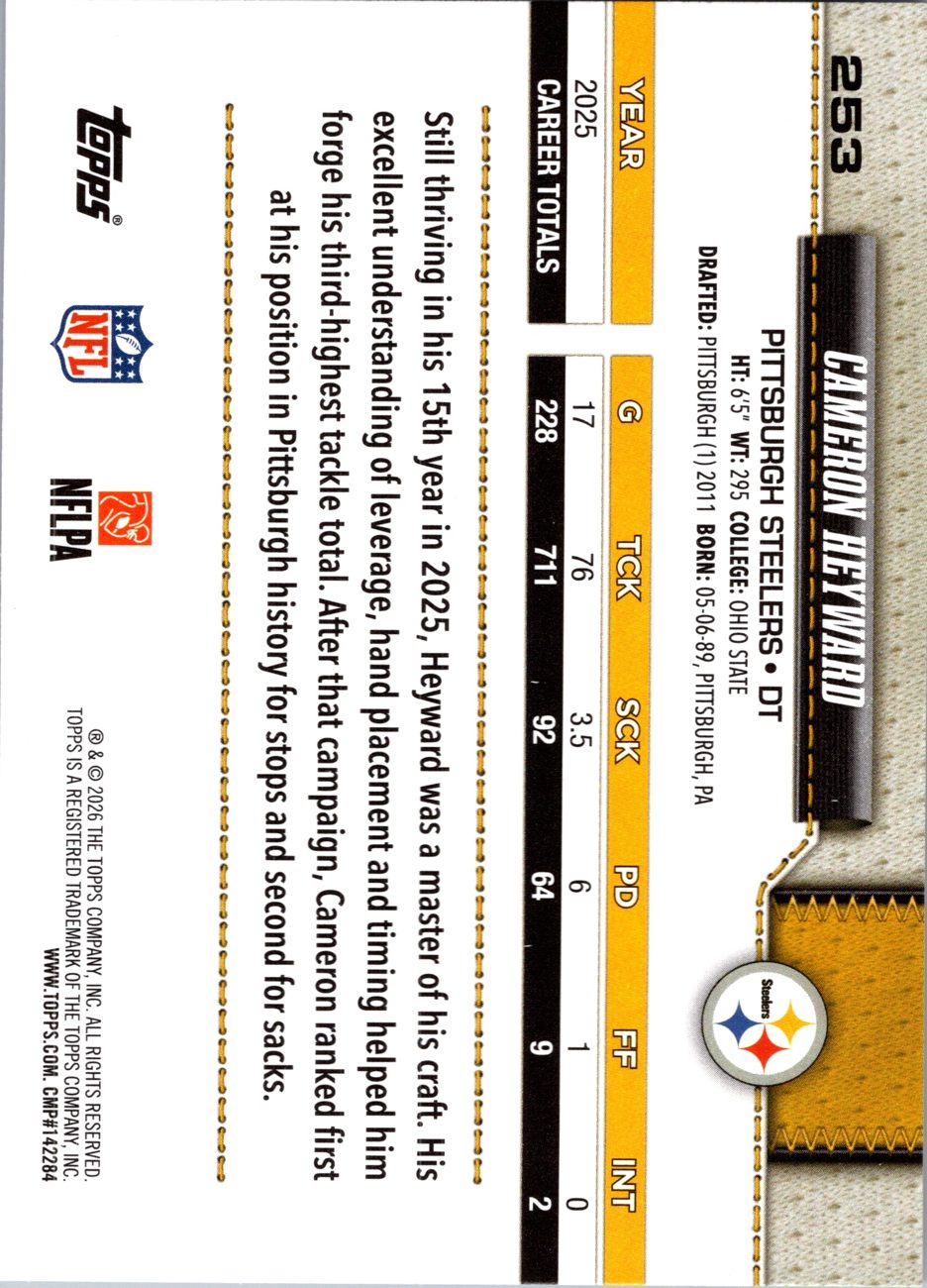 2026 Topps Flagship #253 Cameron Heyward back