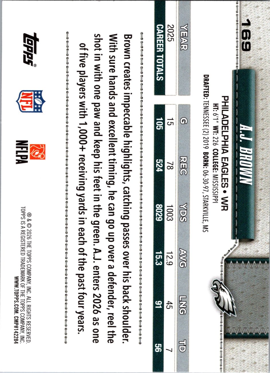 2026 Topps Flagship #169 A.J. Brown back