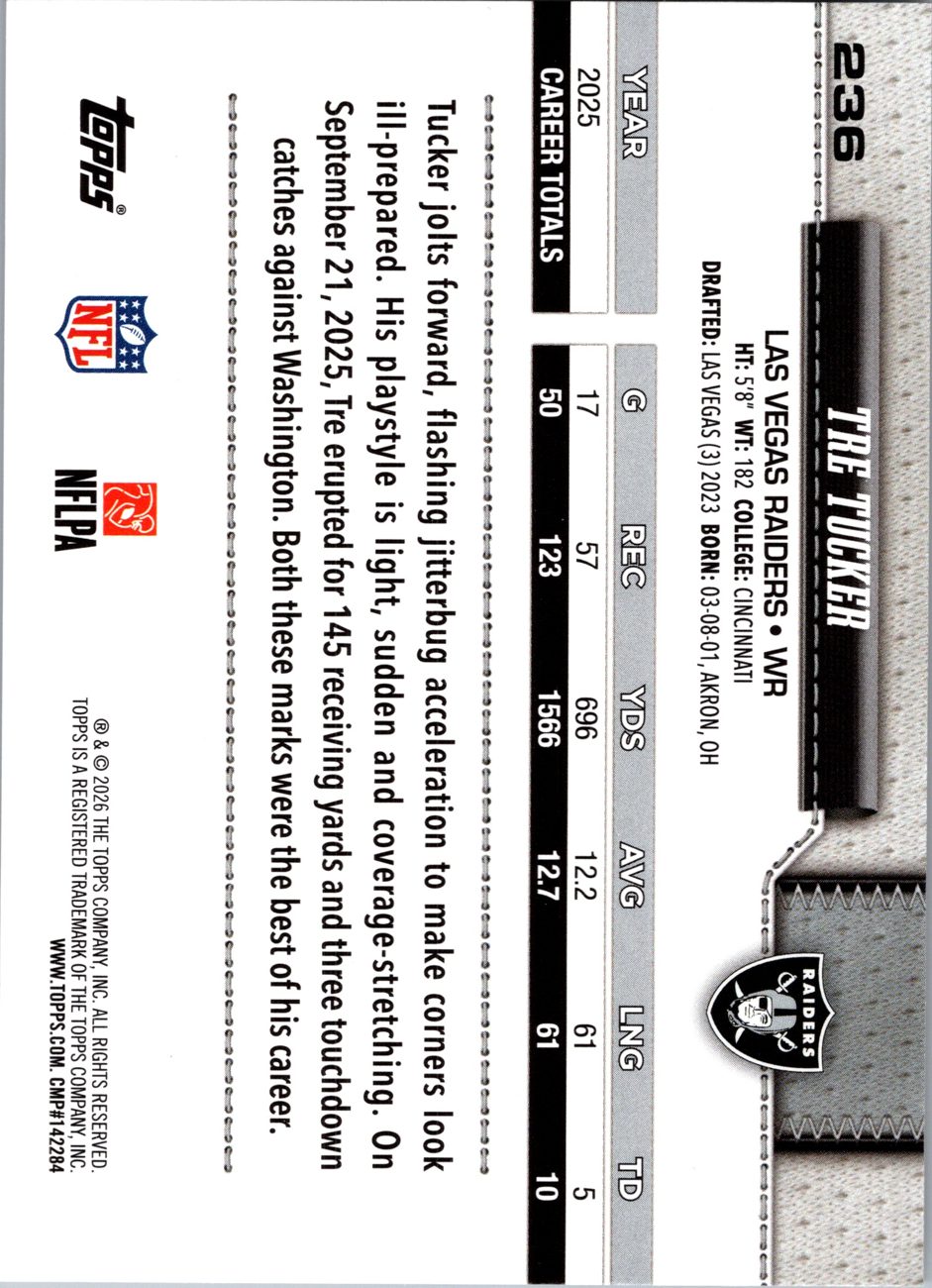 2026 Topps Flagship #236 Tre Tucker back