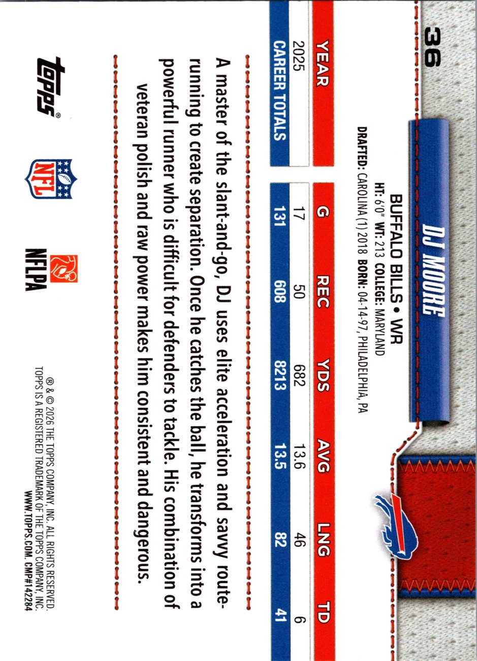 2026 Topps Flagship #36 DJ Moore back