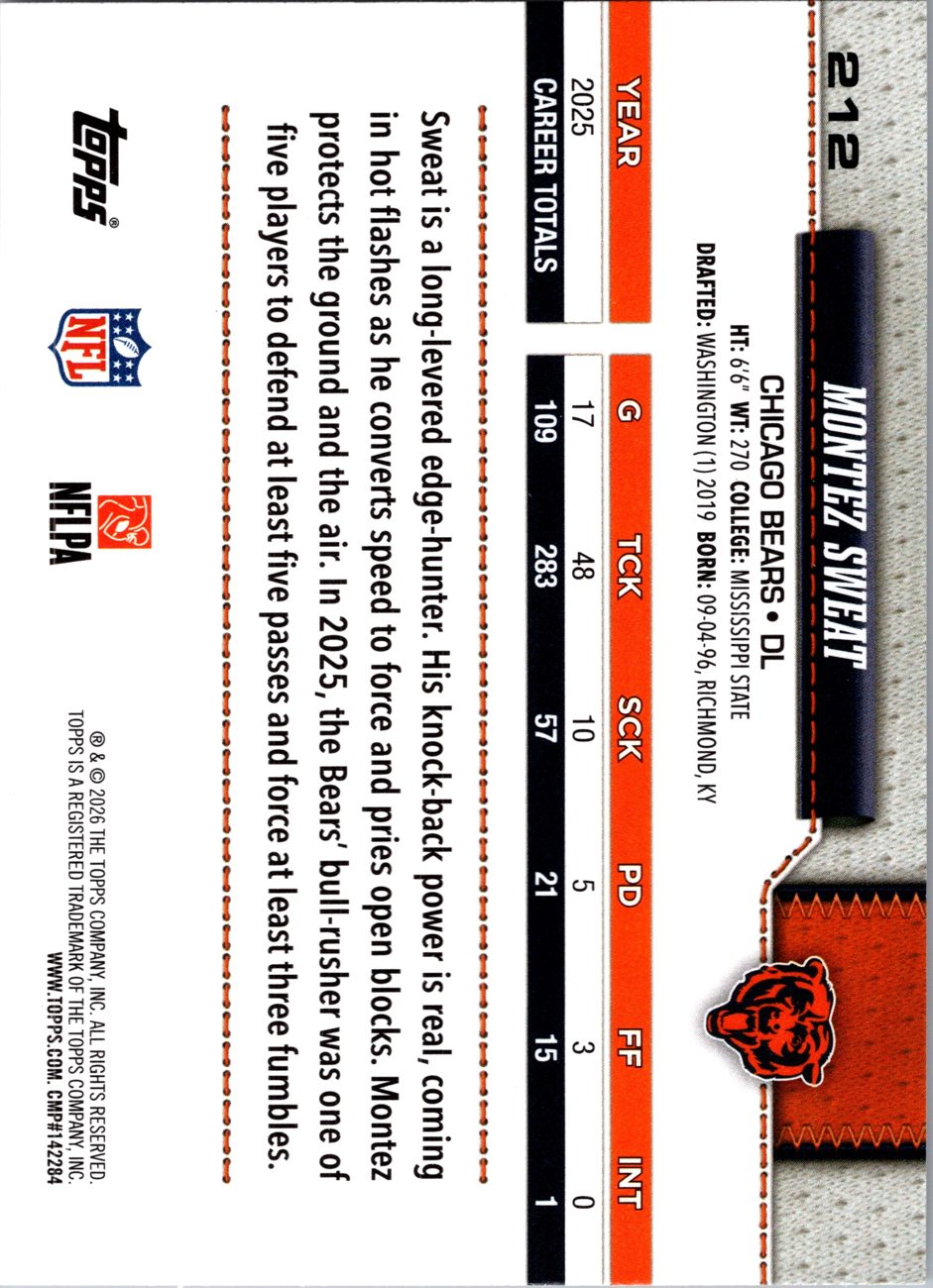 2026 Topps Flagship #212 Montez Sweat back