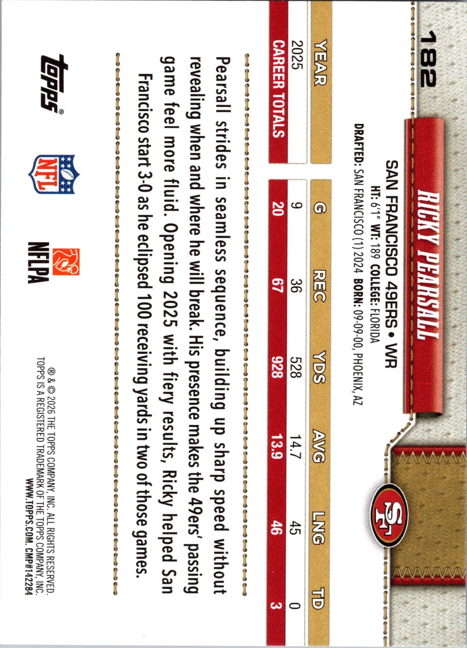 2026 Topps Flagship #182 Ricky Pearsall back