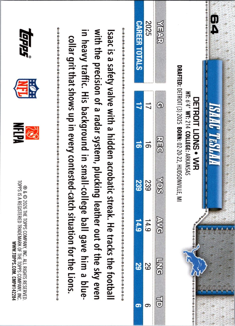 2026 Topps Flagship #64 Isaac TeSlaa back