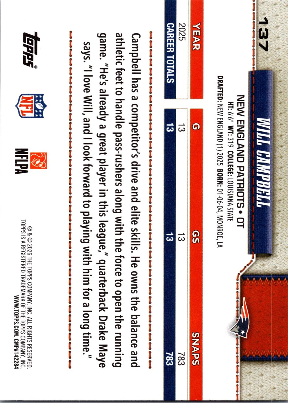2026 Topps Flagship #137 Will Campbell back