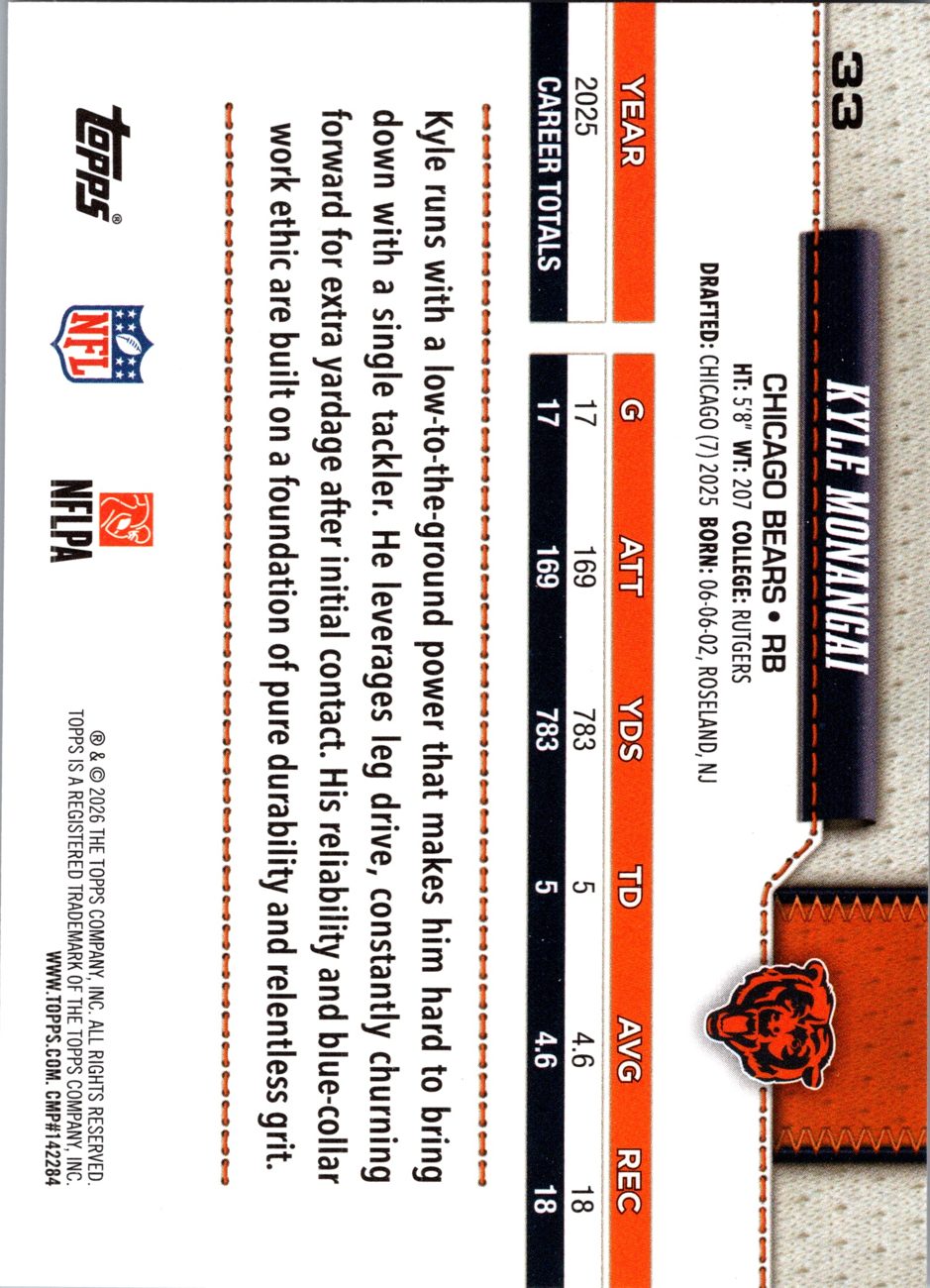 2026 Topps Flagship #33 Kyle Monangai All-Rookie Team