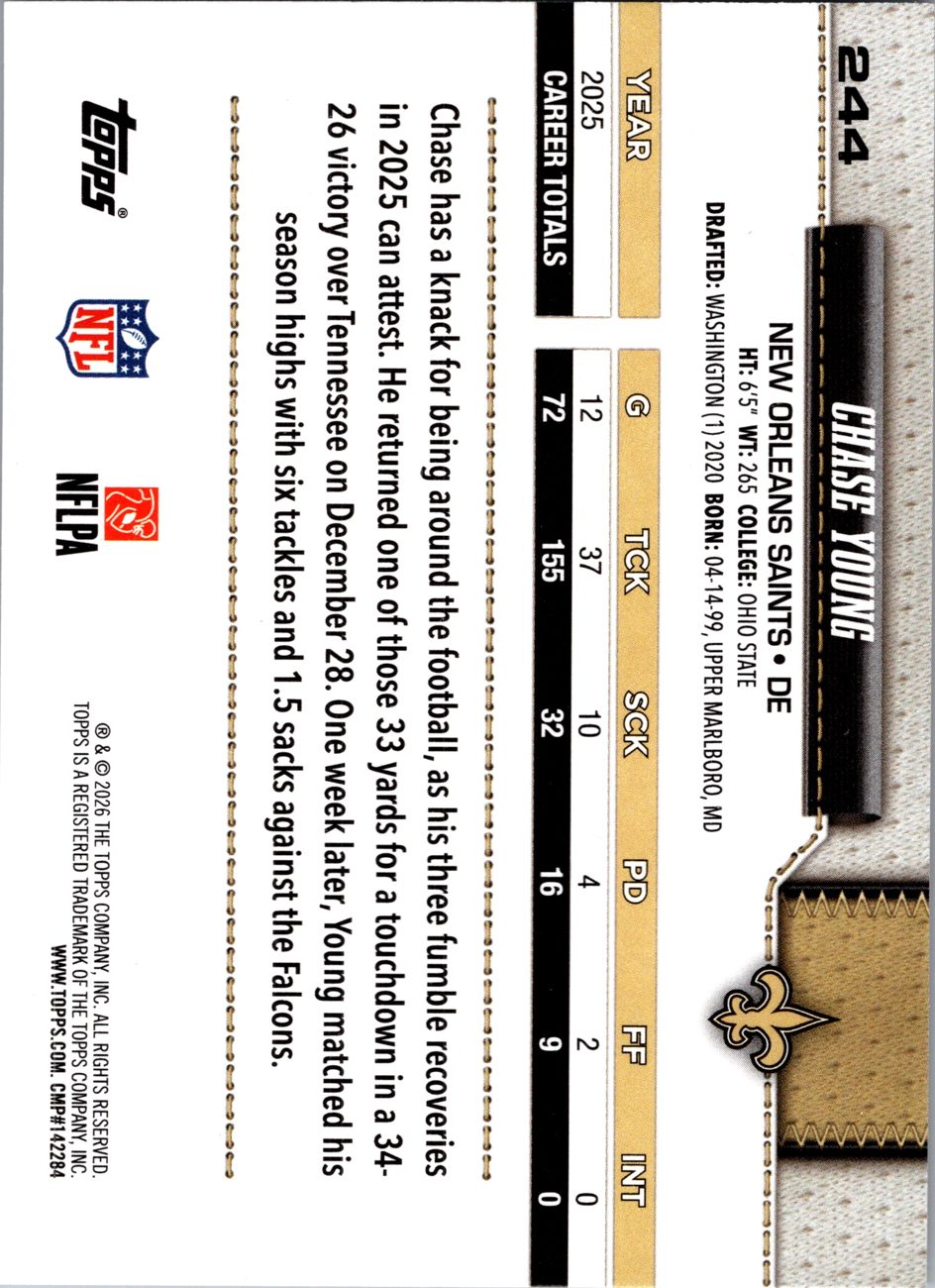 2026 Topps Flagship #244 Chase Young back