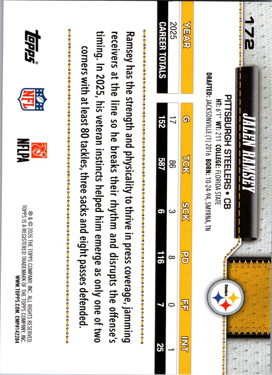 2026 Topps Flagship #172 Jalen Ramsey back
