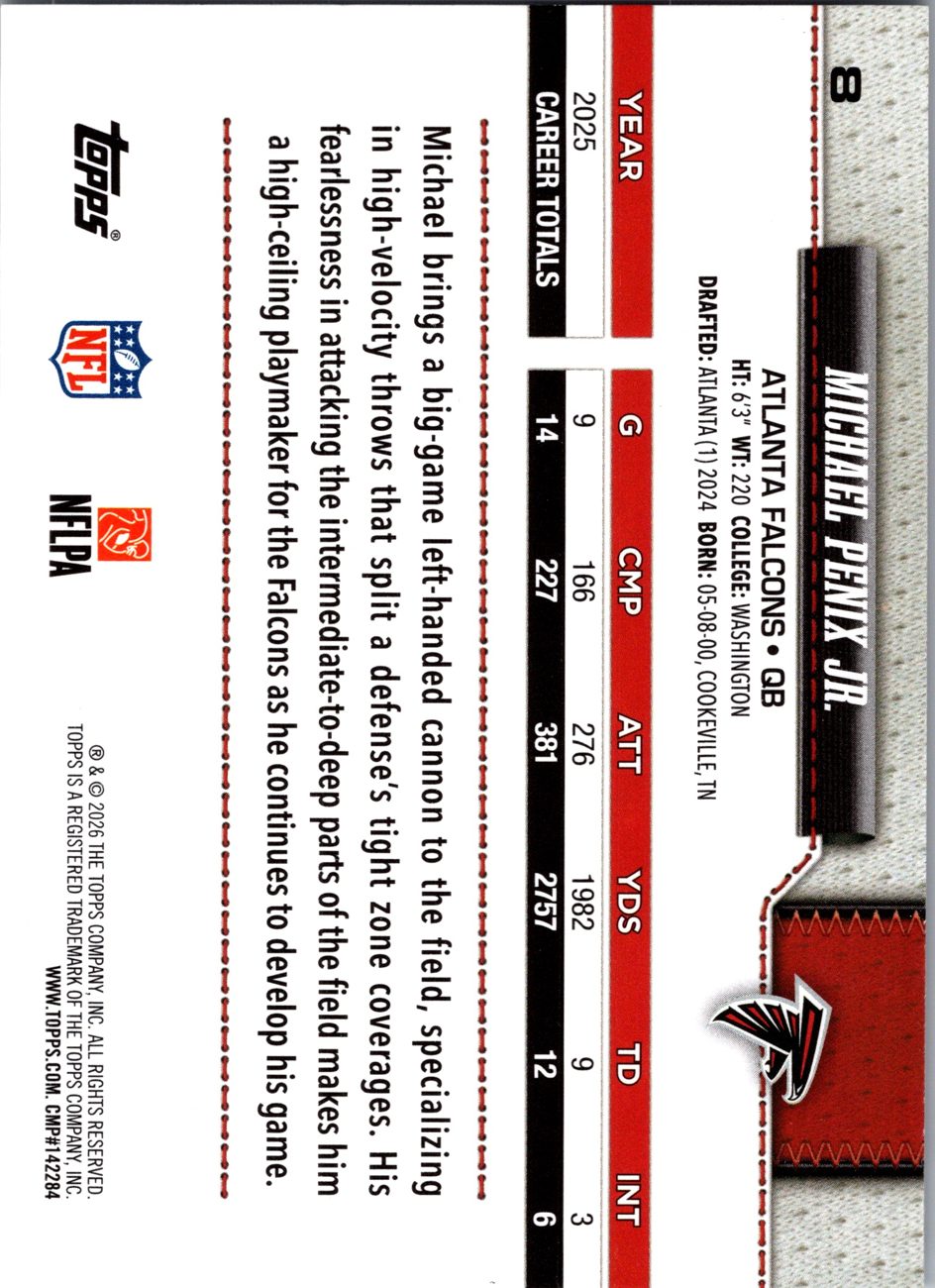 2026 Topps Flagship #8 Michael Penix Jr. back
