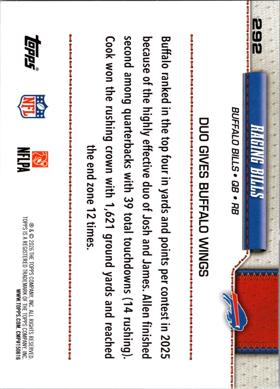 2026 Topps Flagship #292 Buffalo Bills back