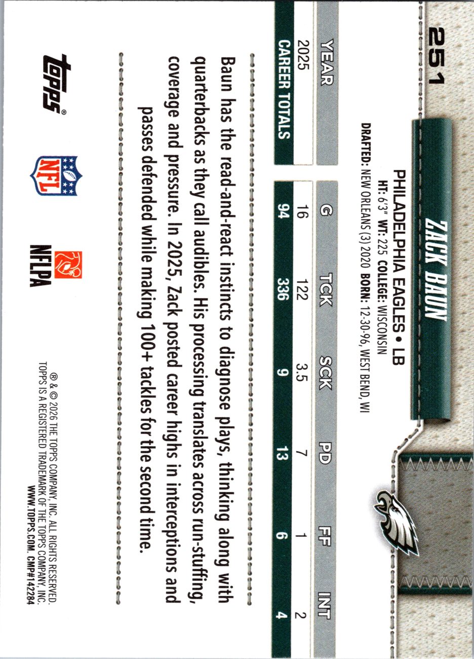 2026 Topps Flagship #251 Zack Baun back