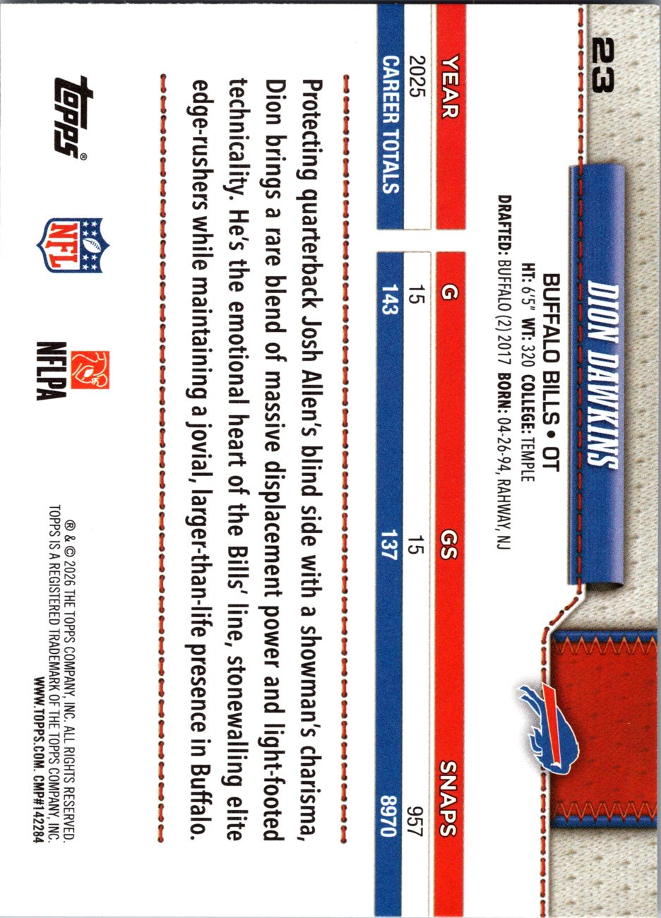 2026 Topps Flagship #23 Dion Dawkins back