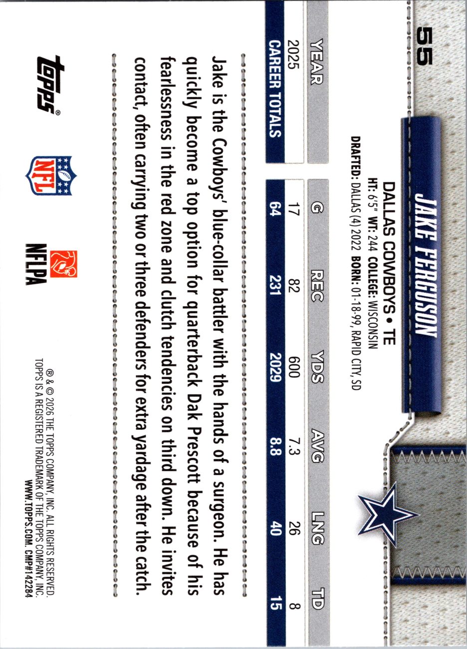 2026 Topps Flagship #55 Jake Ferguson back