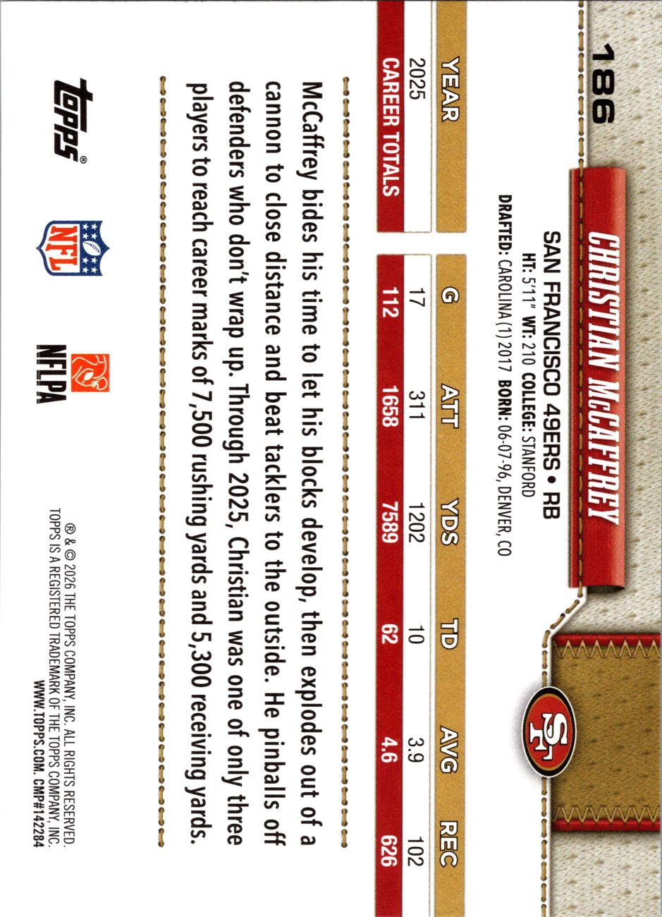 2026 Topps Flagship #186 Christian McCaffrey