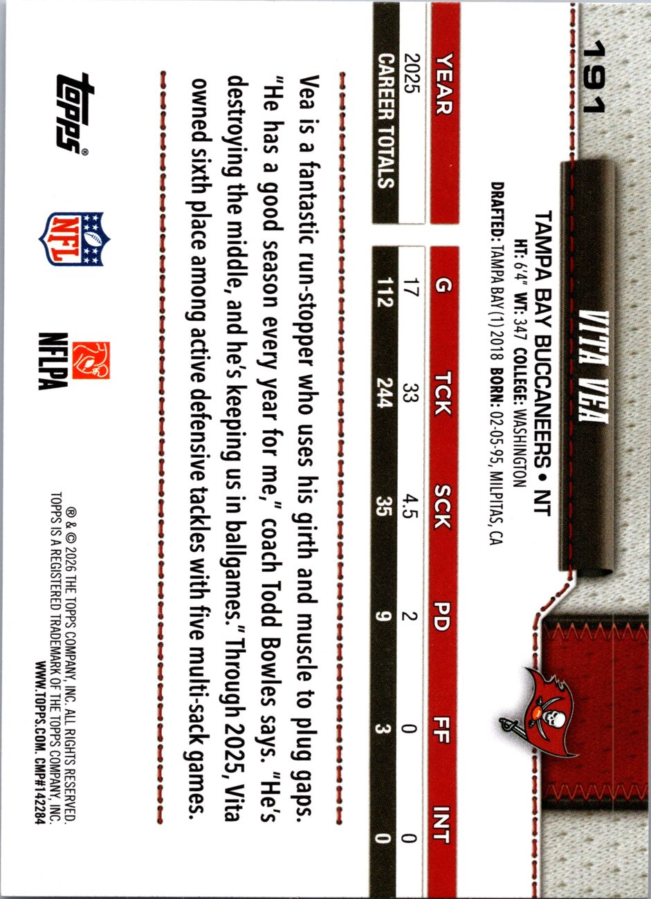 2026 Topps Flagship #191 Vita Vea back