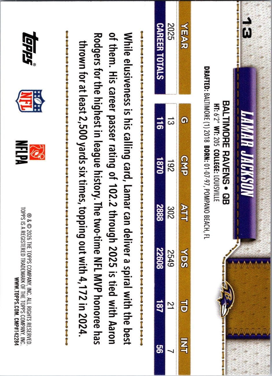 2026 Topps Flagship #13 Lamar Jackson