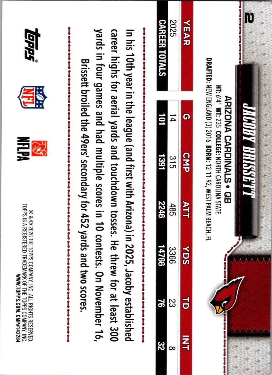 2026 Topps Flagship #2 Jacoby Brissett back