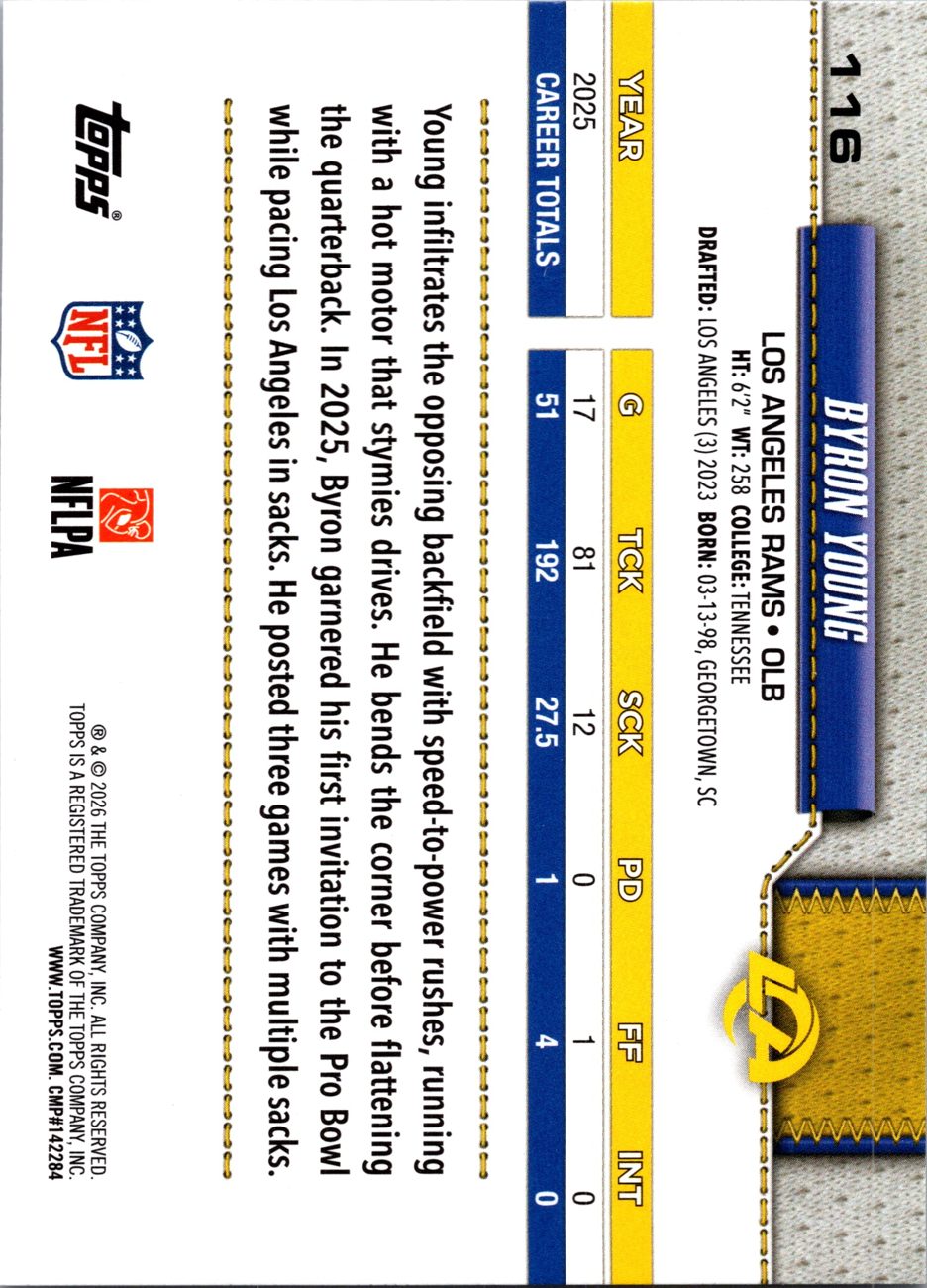 2026 Topps Flagship #116 Byron Young back