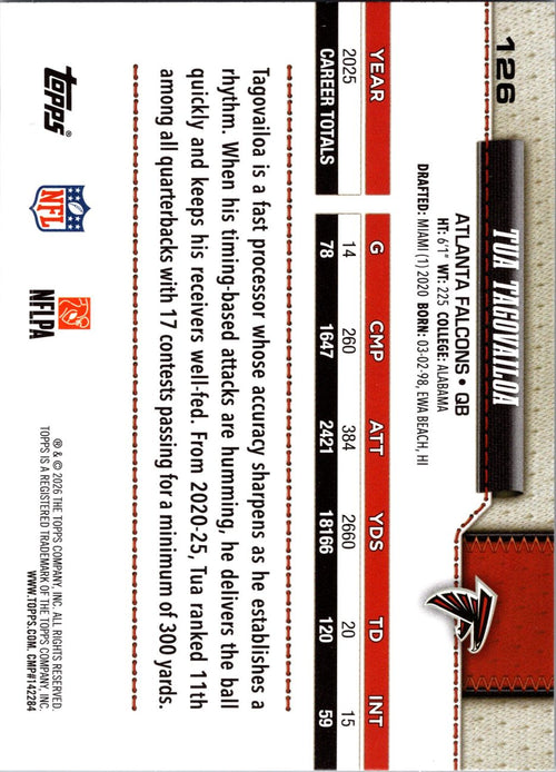 2026 Topps Flagship #126 Tua Tagovailoa back