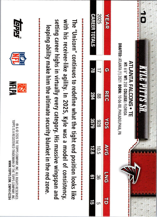 2026 Topps Flagship #10 Kyle Pitts Sr. back