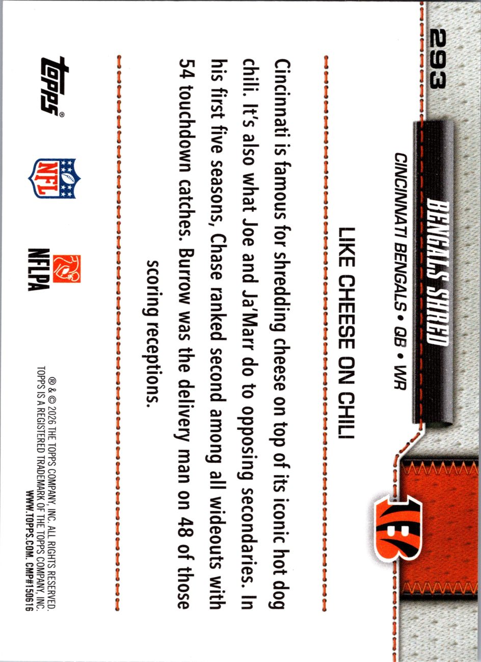 2026 Topps Flagship #293 Cincinnati Bengals back