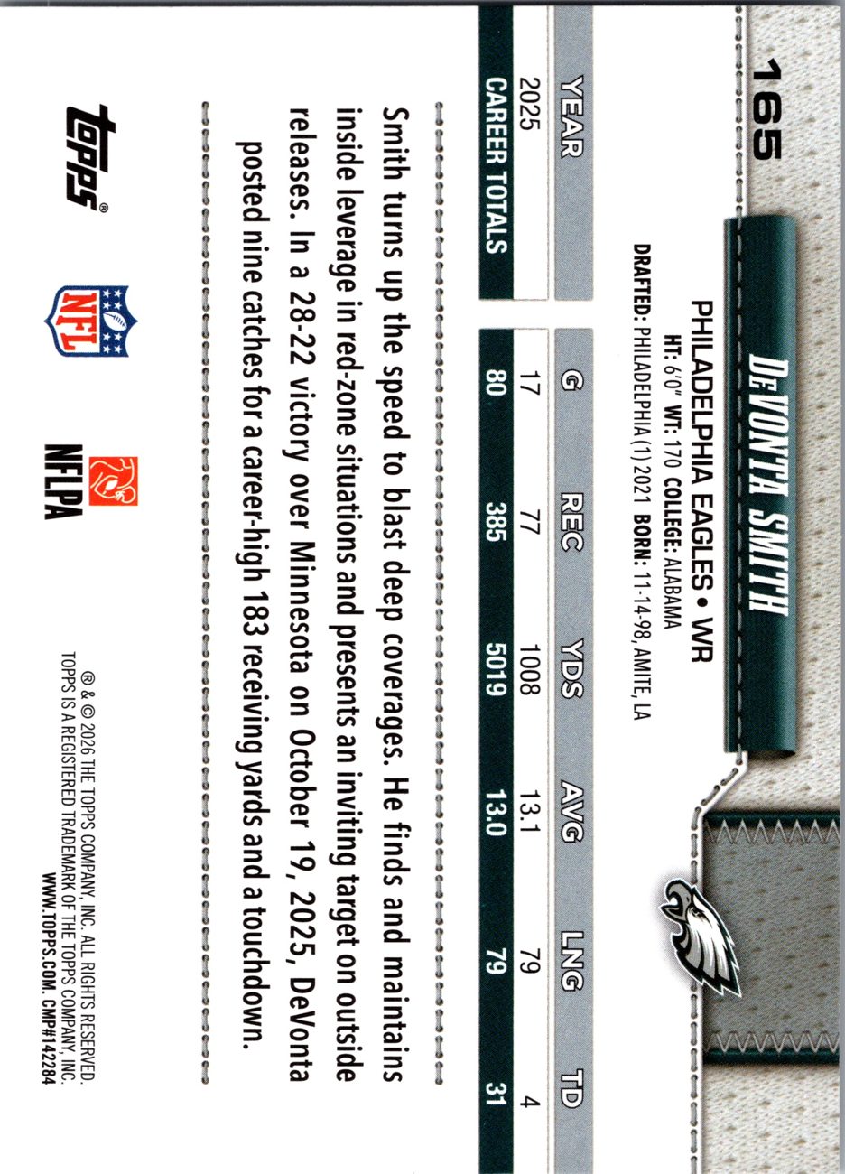 2026 Topps Flagship #165 DeVonta Smith back
