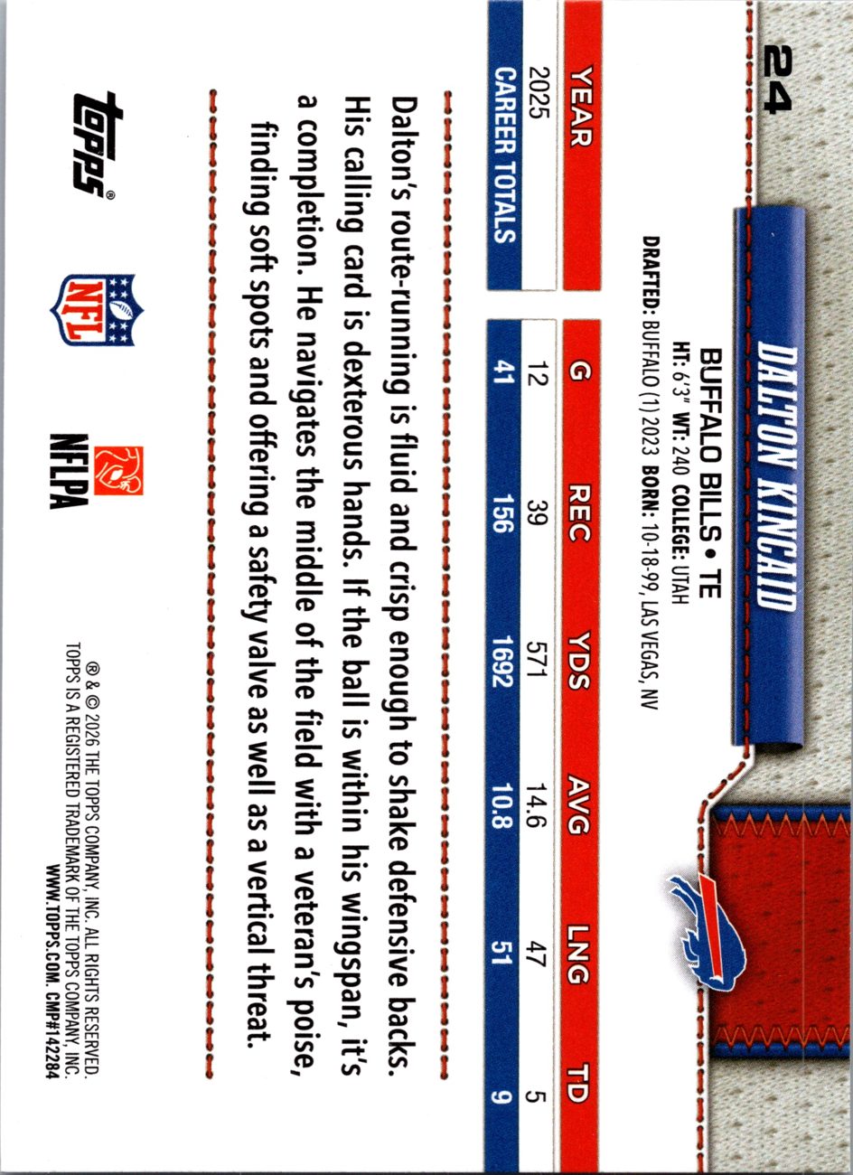 2026 Topps Flagship #24 Dalton Kincaid back