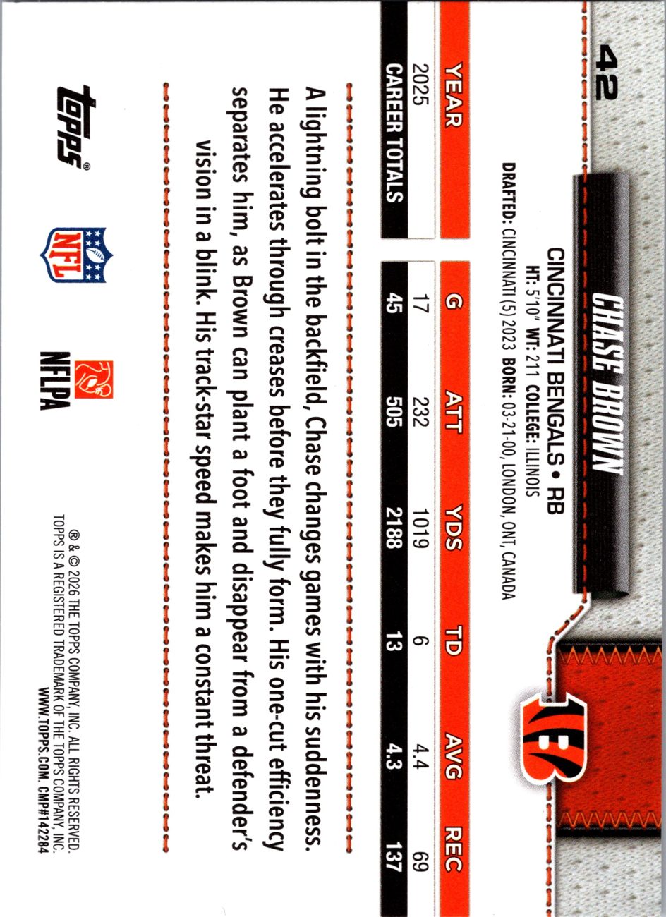 2026 Topps Flagship #42 Chase Brown back