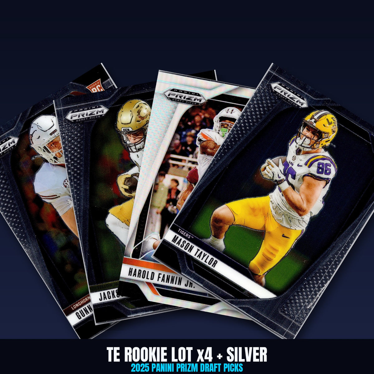 2025 Prizm Draft Picks TE Rookie Lot x4 - Mason Taylor + Fannin Silver Prizm